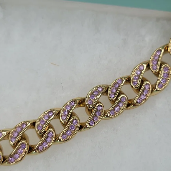 Park Lane Gold French Lilac Crystal Link Necklace - Picture 2 of 2